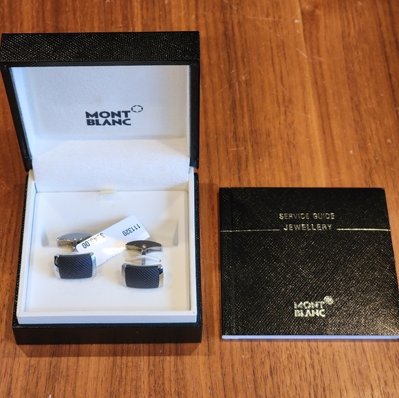 $430 New 100% Auth Montblanc Cufflinks Stainless Steel with black PVD - Picture 1 of 6